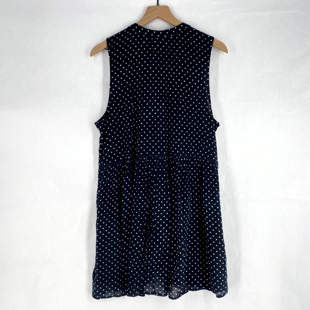 Anthropologie Shirt Dress Women L Navy Layla Lightweight Polka Dot Button - Picture 2 of 13